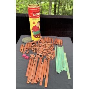 VINTAGE 1960’s Halsam American Log Set #825 Senior Set In Original Can W/ Lid